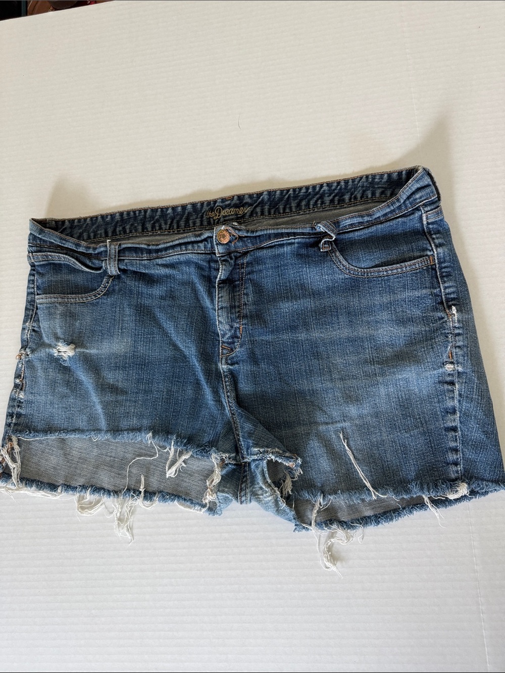 The Dreamer by Old Navy Retired Distressed Blue Denim Cutoff Shorts. Waist 40”.
